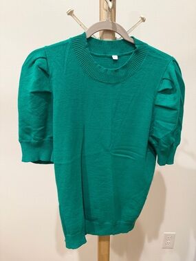 Source Unknown Teal Puff Sleeve Knit Top